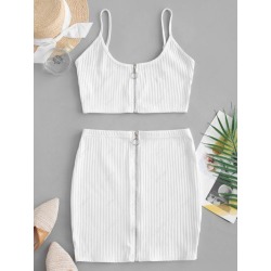Zip Up Crop Top and Sheath Skirt Set