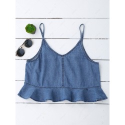 Ruffles Denim Tank Top