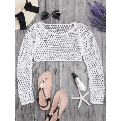 Crochet Fishnet Crop Top Beach Cover Up