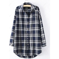 Long Sleeve Checked Long Shirt