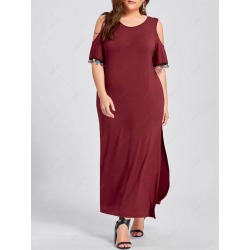 Plus Size Cold Shoulder Pom Maxi Dress
