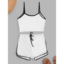 Lounge Contrast Binding Drawstring Two Piece Set