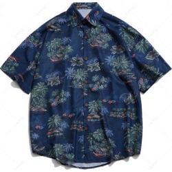 Beach Palm Scenery Print Drop Shoulder Beach Shirt