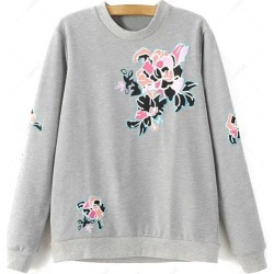 Patched Crew Neck Sweatshirt