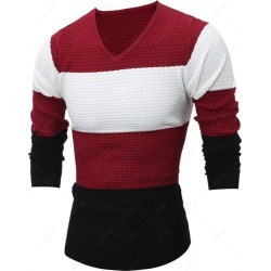V Neck Color Block Sweater