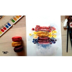 How to paint French macarons in Watercolor step by step