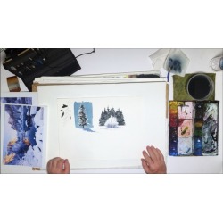 Watercolor Paint Realistic Snowy Trees & Bushes
