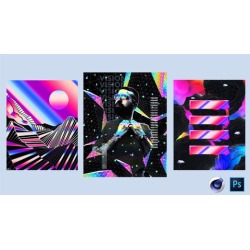 Photoshop and Cinema 4D - Design 3 Abstract Posters