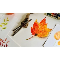 Watercolor Autumn Painting Fall Leaves
