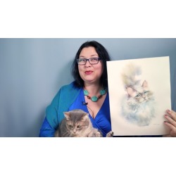 Paint a cat in watercolor.