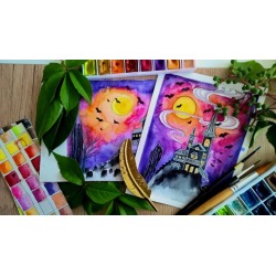 Paint an Easy Haunted House with Watercolors
