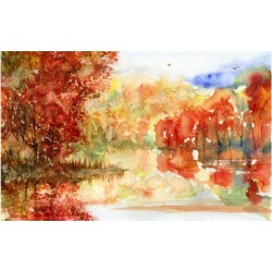 Paint my FREE style watercolor painting Fall impression.