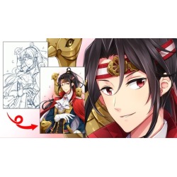 Manga Drawing / Digital Illustration beautiful Momotaro