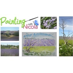 Loosen up & paint this lavender field in 5 watercolor steps.