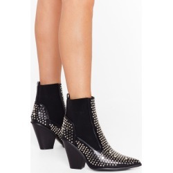 Womens Stud For You Faux Leather Chelsea Boots - Black