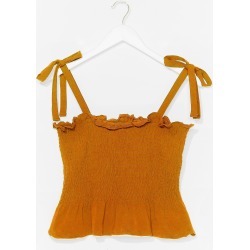 Womens Shirred Does Tie Cami Top - Mustard