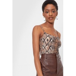 Womens Better With Spaghetti Snake Bodysuit - Brown