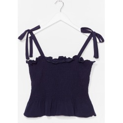 Womens Shirred Does Tie Cami Top - Navy