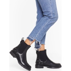 Womens Stand Out Faux Leather Embellished Boots - Black