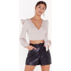 Power Stance Puff Shoulder Wrap Top