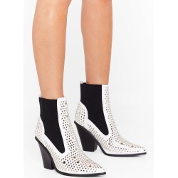 Womens Stud For You Faux Leather Chelsea Boots - White