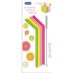 Ensemble de quatre pailles à smoothie en silicone