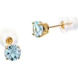 Boutons d'oreilles en or jaune 10 ct avec aigue-marine de mars
