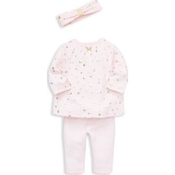 Ensemble tunique, legging et serre-tête étoilés en coton pour bébé fille