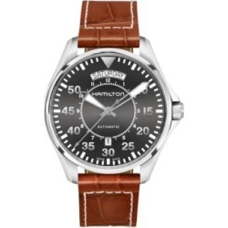 Montre analogique Pilot Day Date avec bracelet en cuir