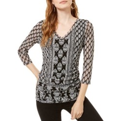 Mixed-Print Double-Layer Top