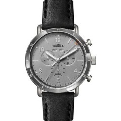 Montre chronographe en acier inoxydable avec bracelet en cuir