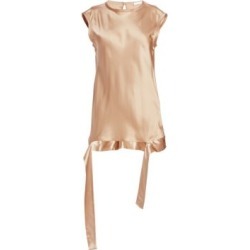Satin Draped-Hem Muscle Tee