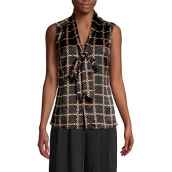 Chain-Print Tied Sleeveless Top