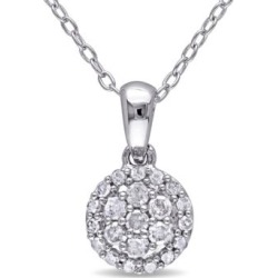 Collier en argent sterling avec grappe et auréole de diamants 0,25 ct PT
