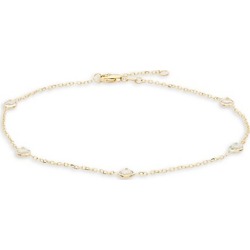 14K Yellow Gold & Clear Quartz Anklet