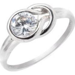 Bague en or blanc 10 ct à motif entrelacé symbolisant l'amour éternel rehaussée de cristaux