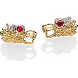 John Hardy Legends Naga Ruby, Diamond, Sterling Silver & 18K Yellow Gold Stud Earrings - Gold