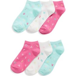Girl's 6-Pair Tossed Logo No-Show Socks Pack