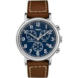 Montre chronographe en acier inoxydable avec bracelet en cuir