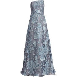 Floral Fil Coupé Strapless Gown