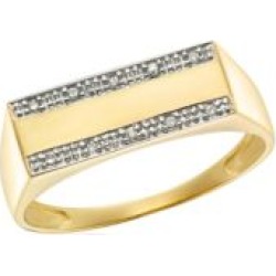 Chevalière en diamant 0,05 ct PT et en or 10 K