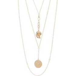 Collier multirang à pendentifs en forme de disque et de coquillage