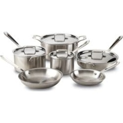 Batterie de cuisine en acier inoxydable brossé D5, 10 pièces
