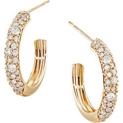 LANA JEWELRY Women's Flawless 14K Yellow Gold & Diamond Thin Curve Huggies/0.5" - Gold