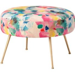 Stirling Round Ottoman with brass coloured metal legs