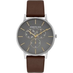 Montre Dress Sport en acier inoxydable avec bracelet en cuir