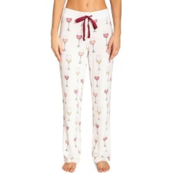Evening Forecast Wine Glass-Print Sleep Pants