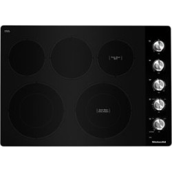 Table de cuisson électrique de 76 cm en acier inoxydable à 5 éléments et boutons de commande.
