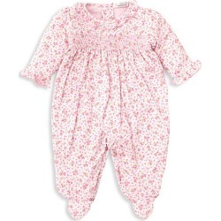 Kissy Kissy Baby Girl's Dusty Rose Smocked Print Footie - Pink - Size 0-3 Months