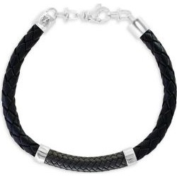 Men's Sterling Silver, Black Leather & Black Rhodium Bracelet found on Bargain Bro from The Bay for USD $357.20